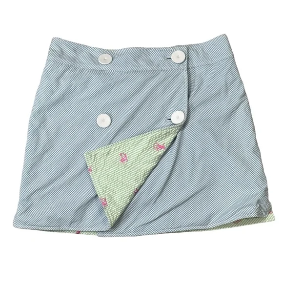 Lilly Pulitzer Seersucker Reversible Wrap Skirt Women's 8 - Picture 2 of 8